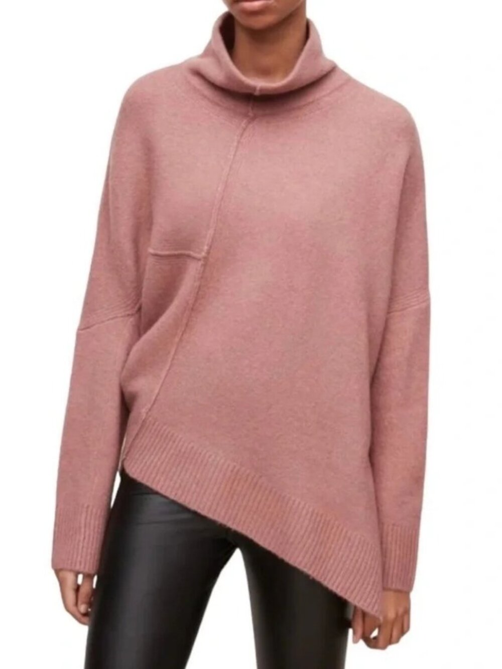 All Saints Lock Mock Neck Wool Yak Sweater Blush Pink Soft Cozy Allsaints S